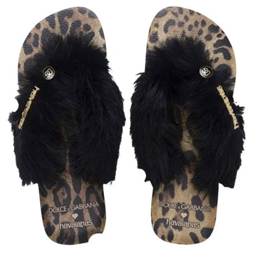 Dolce&Gabbana x Havaianas Chinelo "Top Faux Fur Rose Gold"
