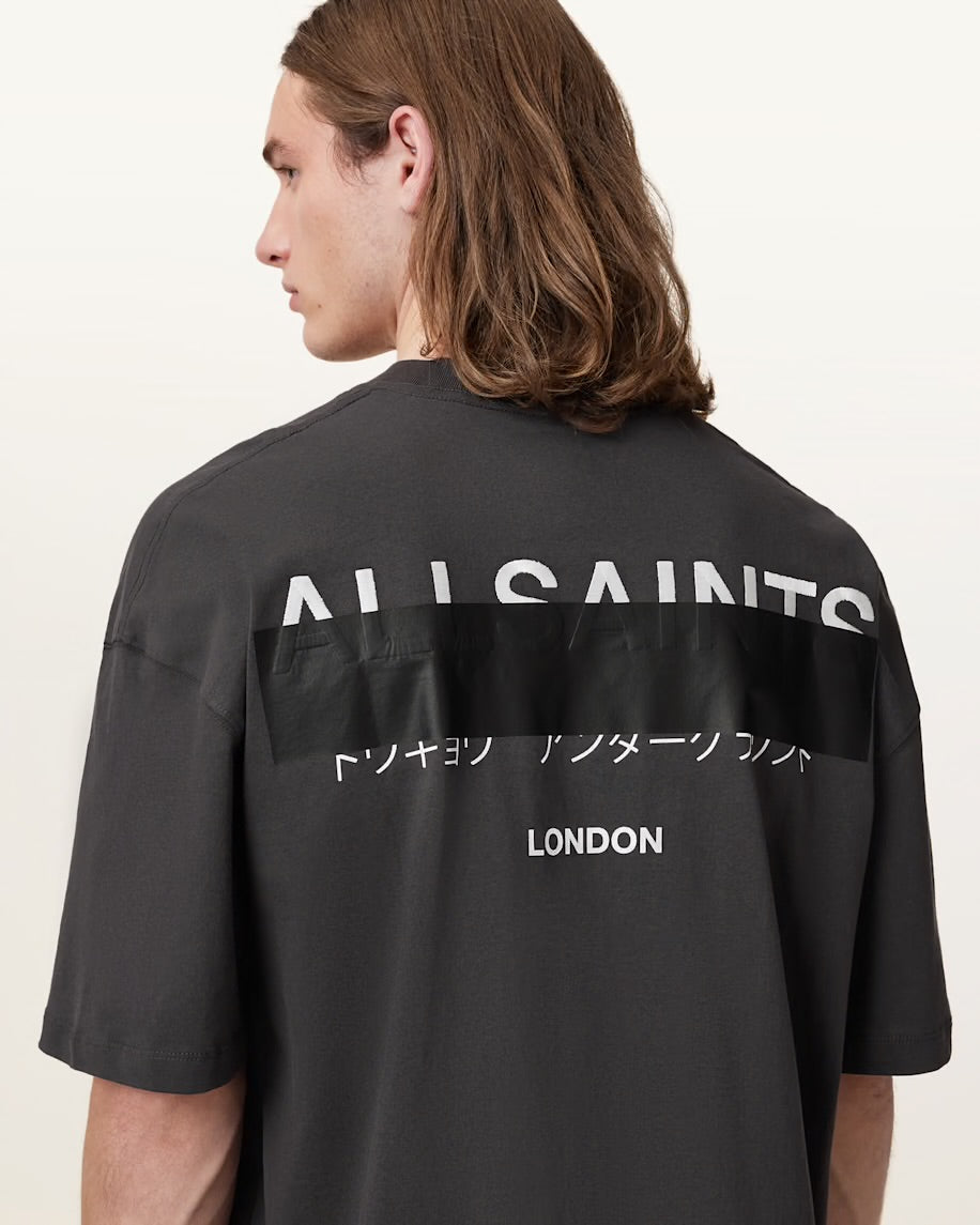 Camiseta Allsaints “Redact” Washed Black