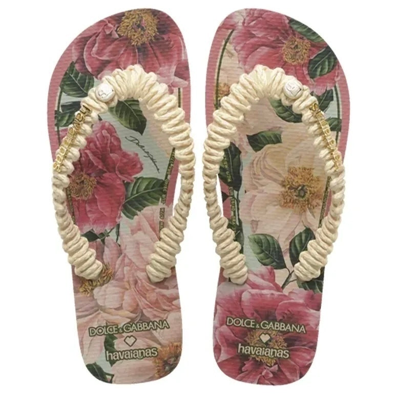 Dolce&Gabbana x Havaianas Chinelo "Top Florals Rosa Ballet"