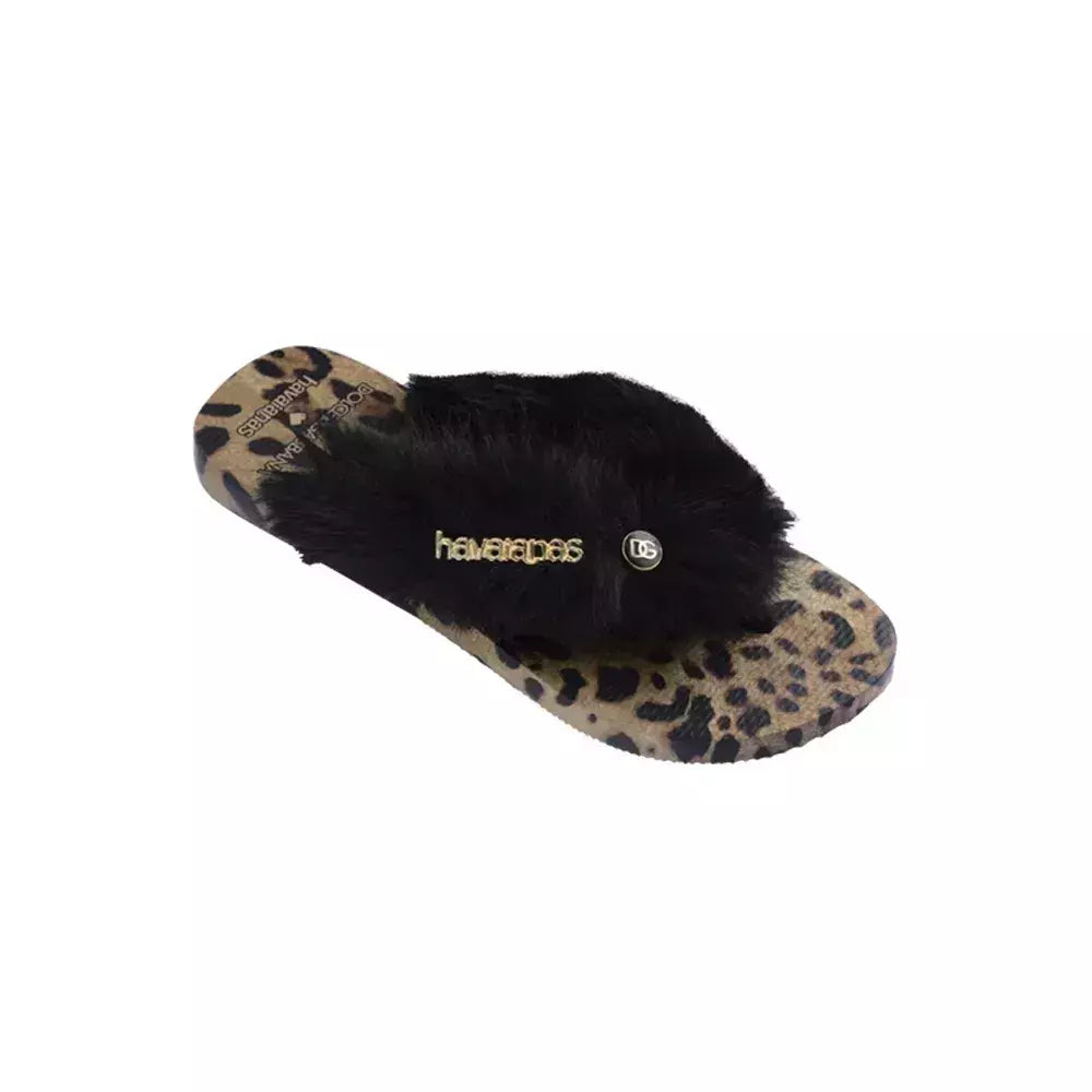 Dolce&Gabbana x Havaianas Chinelo "Top Faux Fur Rose Gold"